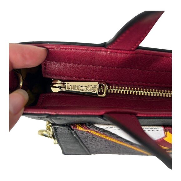 Harry Potter LOUNGEFLY Black Suit Tie Embroidered Crossbody Purse Rare Handle - Picture 3 of 12